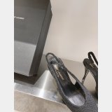 SAINT LAURENT HIGH HEEL WOOLEN SHOES WHITE/BLACK