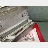 Valentino Garavani V Logo Signature Grained Calfskin Clutch