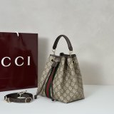 Gucci Knockoff 841313 Ophidia Small Bucket Beige GG Canvas Bag