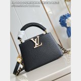 Louis Vuitton Black Lizard Pearl Chain M48865 Capucines Bag