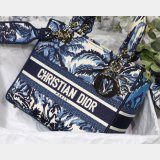 Blue Top QualityLady Dior 24cm Palms Embroidery Lady D-Lite Bags