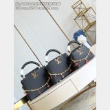 Louis Vuitton Capucines MM Wholesale M48865 Black Cherry Chain Bag