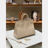 Hermes birkin 25cm calf Leather ostrich Vein bag
