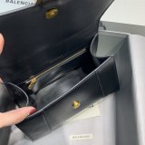 Cheap Balenciaga Hourglass Croc-Embossed Leather Top Handle Bag Plain black