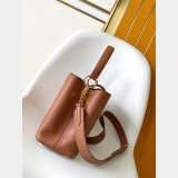 TOP LV Capucines MM Souple Grained Calfskin Handbag