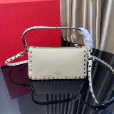 Small Rockstud Grainy Calfskin Crossbody Bag