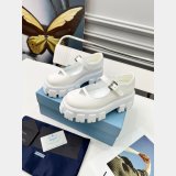 Prada Monolith Mary Janes in Brushed Leather