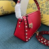 Small Rockstud Grainy Calfskin Crossbody Bag