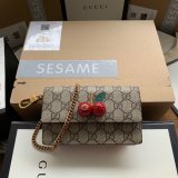 Gucci Designer Beige GG Supreme mini bag with cherries