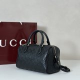 Gucci High 848886 Black GG Emblem Medium Boston Bag