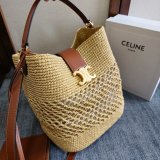 MEDIUM LOUISE BUCKET IN RAFFIA AND CALFSKIN