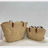 7 Star CELINE TRIOMPHE Hand-woven Raffia Bag