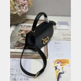 Small 30 Montaigne Avenue Top Handle Bag Black Ribbed Calfskin