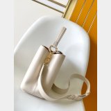 TOP LV Capucines MM Souple Grained Calfskin Handbag