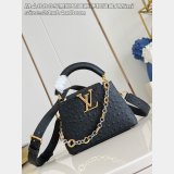 Louis Vuitton M48865 Black Ostrich Flower Ring Buckle Chain Capucines Bag