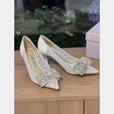 Jimmy Choo Beige Lace and Leather Wedding Pumps