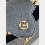Louis Vuitton M48865 Black Ostrich Flower Ring Buckle Chain Capucines Bag