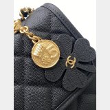 Designer AS3653 Flap Black Top Handle Wool Tweed Bag