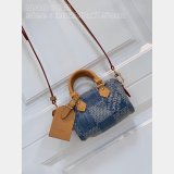 Louis Vuitton Inspired N40682 Nano Speedy Damier Denim 3D Blue Denim