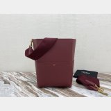 Women's Sangle bucket Replica Celine bag Wine red grained calfskin
