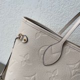 Louis Vuitton M45684 Designer Neverfull MM Monogram Empreinte Leather Cream