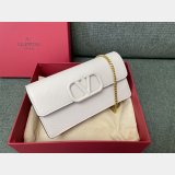 Valentino Garavani V Logo Signature Grained Calfskin Clutch