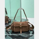 Prada Explorer Medium Suede Shoulder Bag