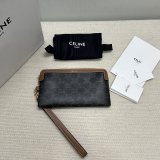 Top Long Pouch with Strap in Triomphe Canvas and Calfskin