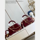 Louis Vuitton Capucines Burgundy Oil Wax M48865 Bag
