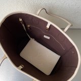 Louis Vuitton M45684 Designer Neverfull MM Monogram Empreinte Leather Cream