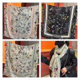 Luxury Dior Sun Goddess Silver Silk Scarf