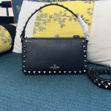 Small Rockstud Grainy Calfskin Crossbody Bag