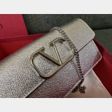 Valentino Garavani V Logo Signature Grained Calfskin Clutch