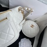 Designer CC High Quality Calfskin Waist AS1077 White Bag