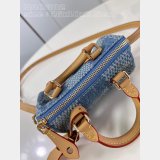 Louis Vuitton Inspired N40682 Nano Speedy Damier Denim 3D Blue Denim