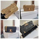 Celine Plein Soleil IN RAFFIA EFFECT TEXTILE SHOULDER BAG